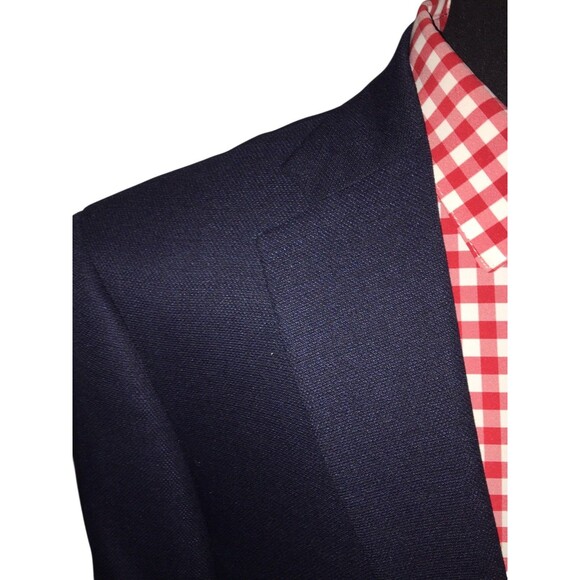 Hart Schaffner Marx Pewter Buttons Blue Blazer Wool Sport Coat Jacket Size 44L - Picture 4 of 13